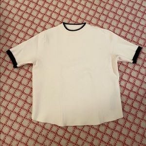 Vintage Zara Knit Sweater Top with Feather Trim